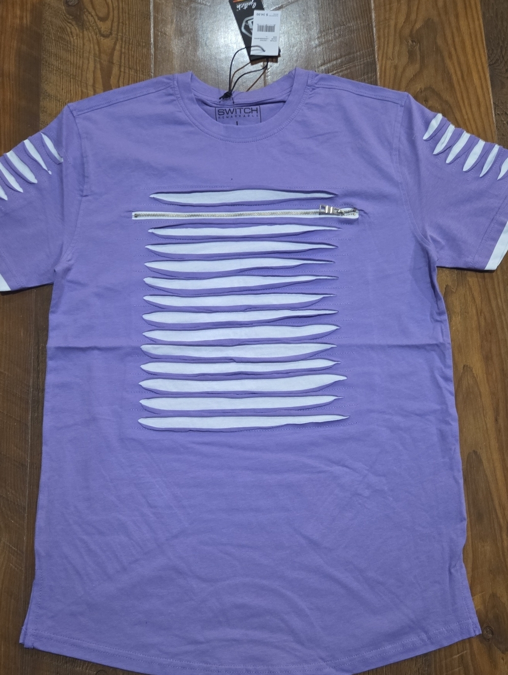 Switch Men’s Lavender Cutout Zip-Front Short Sleeve Tee